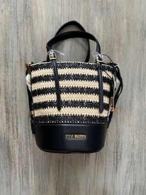 Steve Madden Black & Cream Striped Bucket Shoulder Bag